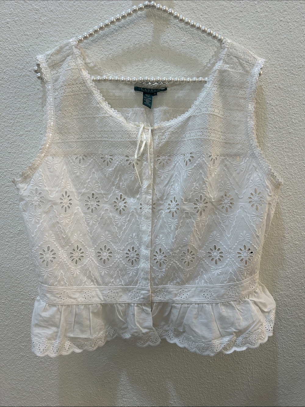 Vintage 90s/Y2K Ralph Lauren Eyelet Blouse Size 14